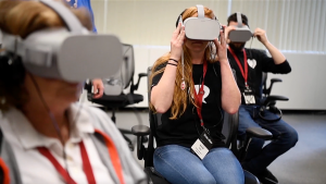 Learners viewing VR content in Heasets